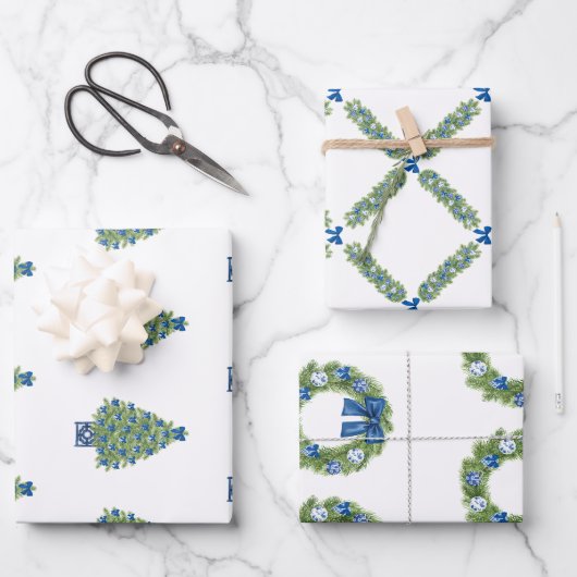 Chinoiserie Kerstmis Inpakpapier Vel (Voorkant)