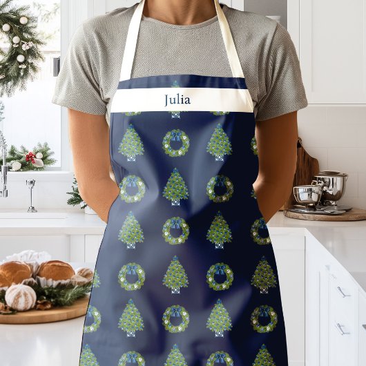 Chinoiserie Kerstmis Navyblauw Schort