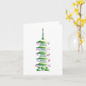 Chinoiserie Kerstpagode: Leeg Notitiekaart (Gele Bloem)
