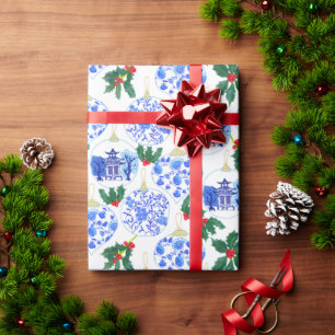 Chinoiserie-kerstsieraden Cadeaupapier