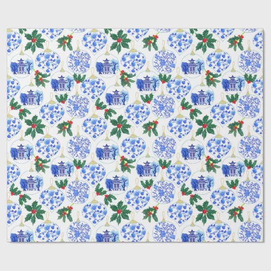 Chinoiserie-kerstsieraden Cadeaupapier (Vlak)
