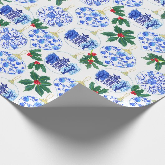 Chinoiserie-kerstsieraden Cadeaupapier (Hoek)