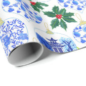 Chinoiserie-kerstsieraden Cadeaupapier (Rol Hoek)