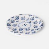 Chinoiserie kerstversiering monogrammed papieren bordje (Gekanteld)