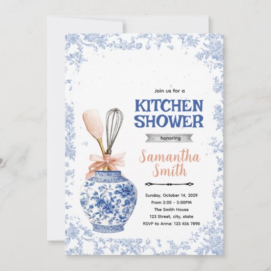 Chinoiserie keuken shower feest uitnodiging (Voorkant)