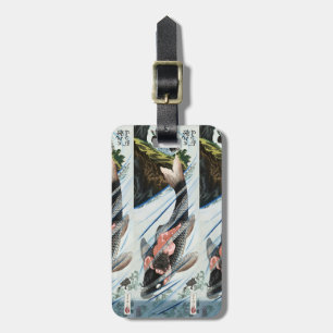 Chinoiserie Koi Karper Waterval Japanse Kunst Bagagelabel