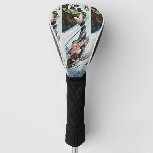Chinoiserie Koi Karper Waterval Japanse Kunst Golfheadcover (Voorkant)