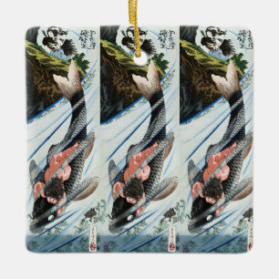 Chinoiserie Koi Karper Waterval Japanse Kunst Keramisch Ornament