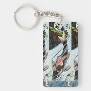 Chinoiserie Koi Karper Waterval Japanse Kunst Sleutelhanger