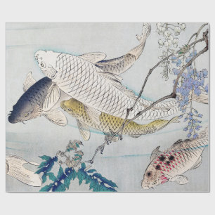 Chinoiserie Koi Vissen & Paarse Wisteria Print Cadeaupapier