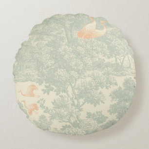 Chinoiserie Kraanvogel Toile Botanische Aziatische Rond Kussen