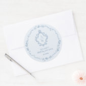 Chinoiserie krans Toile Something Blue Crest Ronde Sticker (Envelop)