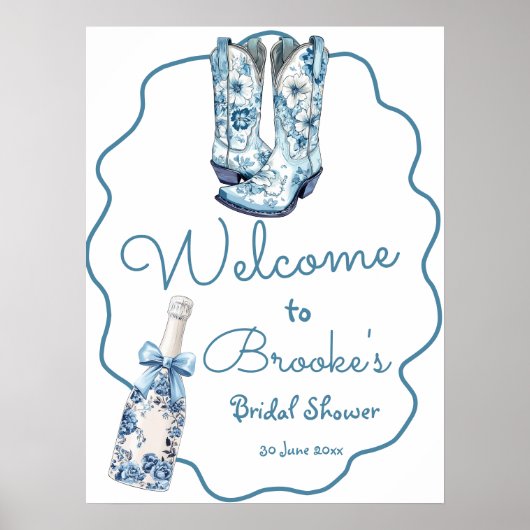 Chinoiserie Laarzen en Bruisend Bruidsfeest Verwel Poster (Voorkant)