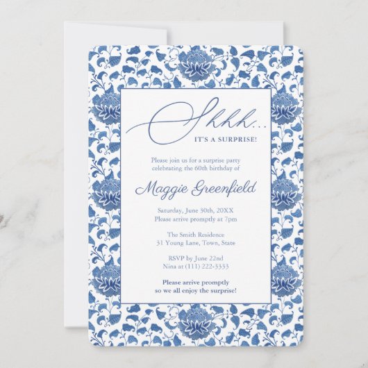 Chinoiserie Lady Milestone Birthday Surprise Party Kaart (Voorkant)