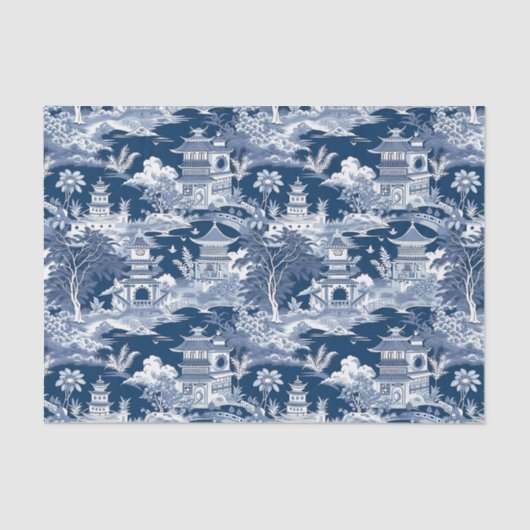 Chinoiserie Landschapsschilderij Decoupage Tissuepapier (Voorkant)