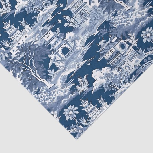 Chinoiserie Landschapsschilderij Decoupage Tissuepapier (Detail)