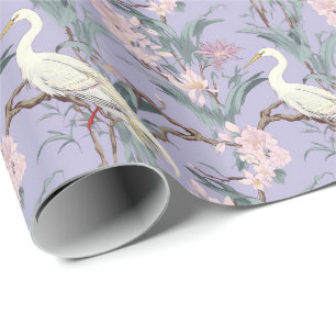 Chinoiserie Lavender Bloemen Egret Cadeaupapier