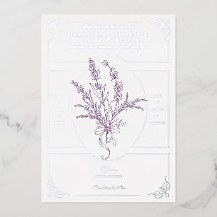 Chinoiserie Lavender Bouquet Victoriaans bruiloft Folie Uitnodiging