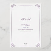 Chinoiserie Lavender Bouquet Victoriaans bruiloft Folie Uitnodiging (Achterkant)