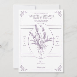 Chinoiserie Lavender Bouquet Victoriaans bruiloft Kaart