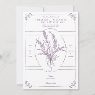 Chinoiserie Lavender Bouquet Victoriaans bruiloft Kaart