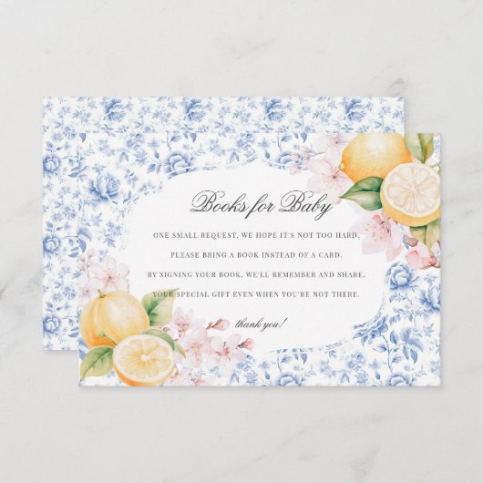 Chinoiserie Lemon Tea Baby shower Luier Raffle Informatiekaartje (Voorkant / Achterkant)