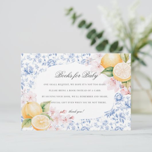 Chinoiserie Lemon Tea Baby shower Luier Raffle Informatiekaartje (Staand voorkant)