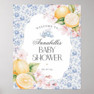 Chinoiserie Lemon Tea Baby shower Welkomstbord Poster