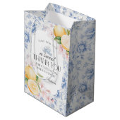 Chinoiserie Lemon Tea Floral Toile Party Medium Cadeauzakje (Achterkant Gekanteld)