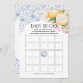 Chinoiserie Lemon Tea Party Baby Bingo Douche Spel Kaart (Voorkant / Achterkant)