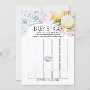 Chinoiserie Lemon Tea Party Baby Bingo Douche Spel Kaart