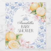 Chinoiserie Lemon Tea Party Baby shower Barware Wijn Etiket (Enkel label)