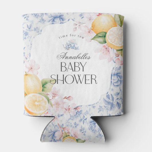 Chinoiserie Lemon Tea Party Baby shower Favoriet Blikjeskoeler (Achterkant)