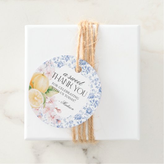 Chinoiserie Lemon Tea Party Bloementoilet Bedankjes Labels (In situ)