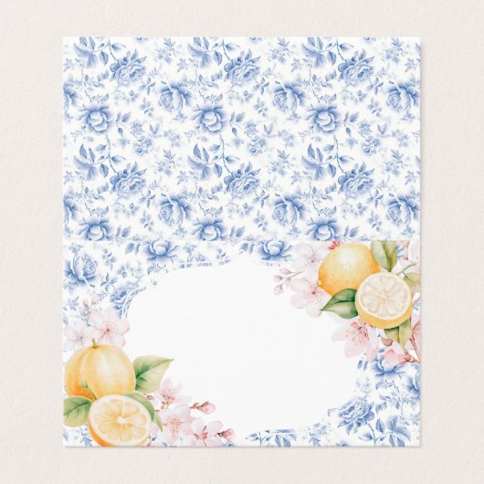 Chinoiserie Lemon Tea Party Place Card Tafeldecor Kaart (Buitenkant ongevouwen)