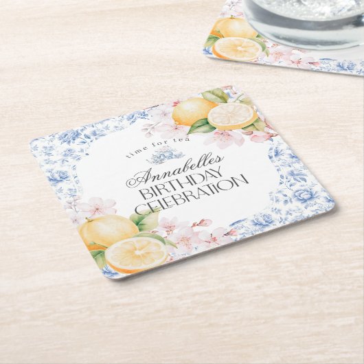 Chinoiserie Lemon Tea Party Tafeldecor Kartonnen Onderzetters (Schuin)