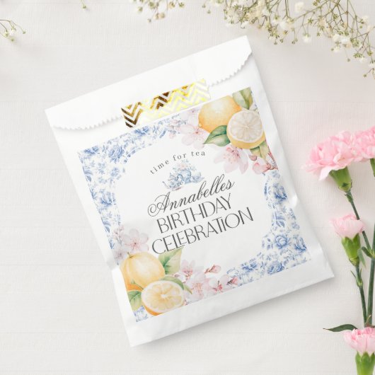 Chinoiserie Lemon Tea Party Verjaardag Dessert Bedankzakje (Gezegeld)