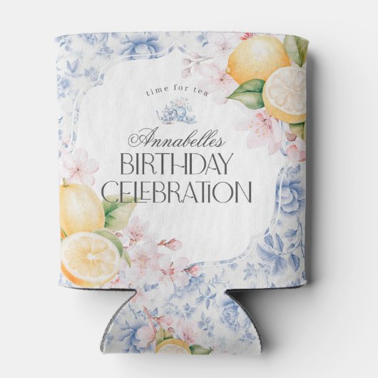 Chinoiserie Lemon Tea Party Verjaardagsgunst Blikjeskoeler (Achterkant)