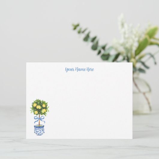 Chinoiserie Lemon Topiary briefpapier Kaart (Staand voorkant)