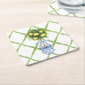 Chinoiserie Lemon Topiary with Blue Bow Kartonnen Onderzetters (Schuin)