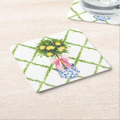 Chinoiserie Lemon Topiary With Pink Bow Kartonnen Onderzetters (Schuin)