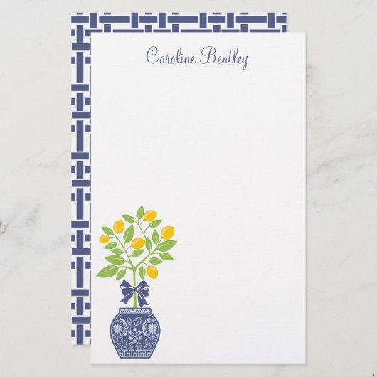 Chinoiserie Lemon Tree - Aangepaste artiesten Briefpapier (Voorkant / Achterkant)