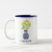 Chinoiserie Lemon Tree - gepersonaliseerd microben Tweekleurige Koffiemok (Links)