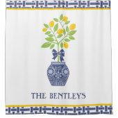 Chinoiserie Lemon Tree - Gepersonaliseerd showgord Douchegordijn (Voorkant)