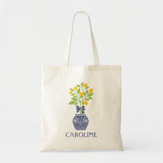 Chinoiserie Lemon Tree - gepersonaliseerde Canvas  Tote Bag (Voorkant)