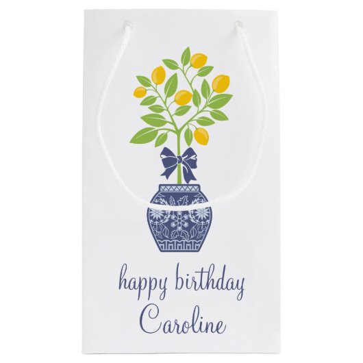 Chinoiserie Lemon Tree Gift Bag Klein Cadeauzakje (Achterkant)