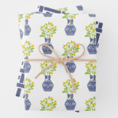 Chinoiserie Lemon Tree Gift Wrapping Sheets Inpakpapier Vel (In situ)