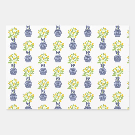 Chinoiserie Lemon Tree Gift Wrapping Sheets Inpakpapier Vel (Voorkant)