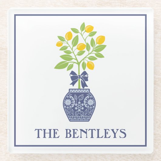 Chinoiserie Lemon Tree Glass Onderzetters (Voorkant)