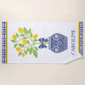Chinoiserie Lemon Tree Personalized Beach Towel Strandlaken (Voorkant)